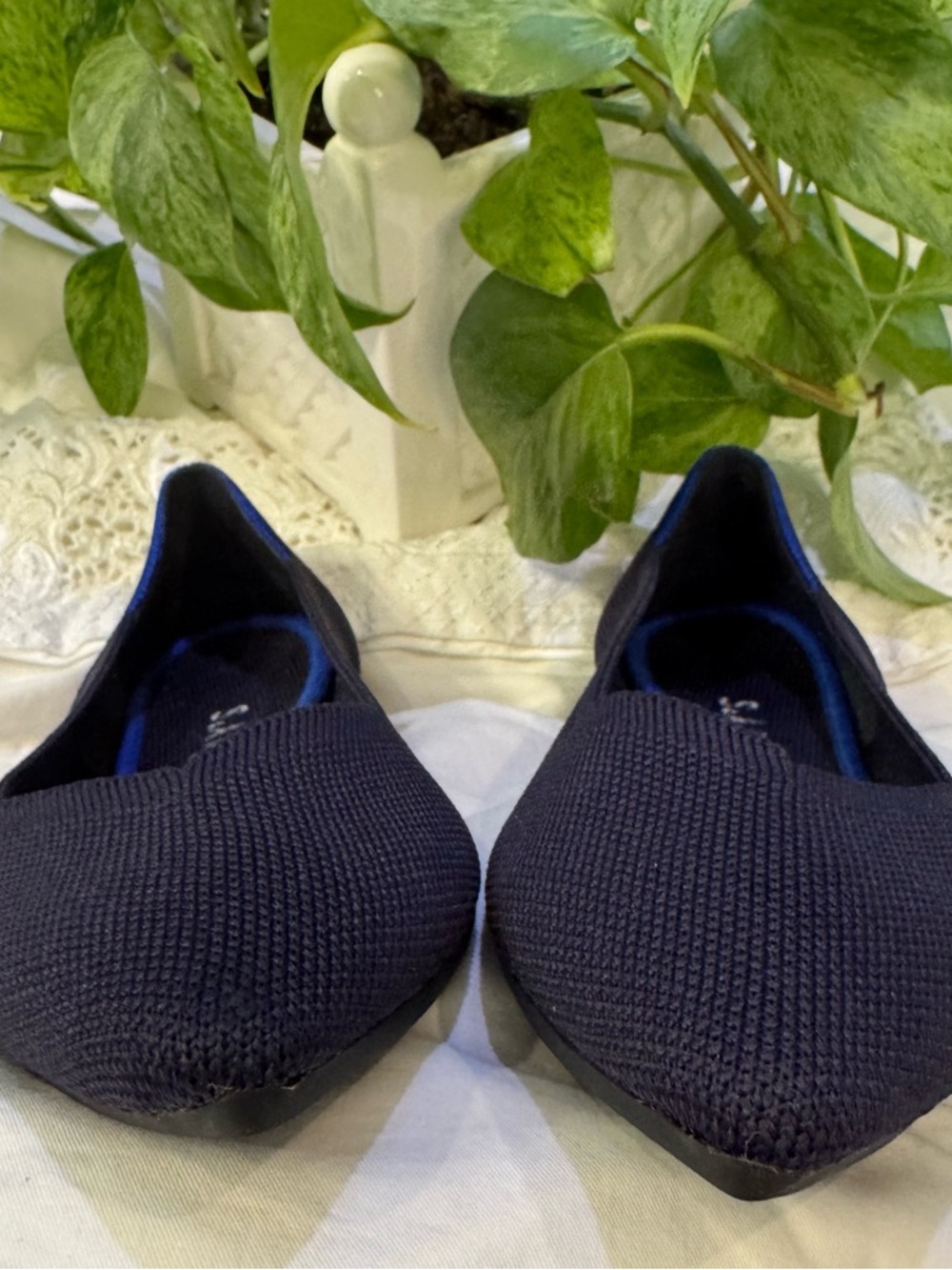 Rothy's Navy Knit Pointed-Toe Flats